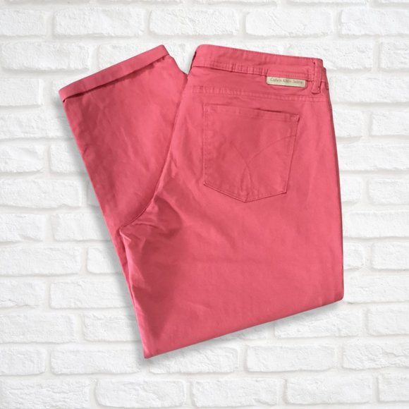 CALVIN KLEIN PLUS SIZE Crop Pant. Salmon - Size 16 - Picture 2 of 5